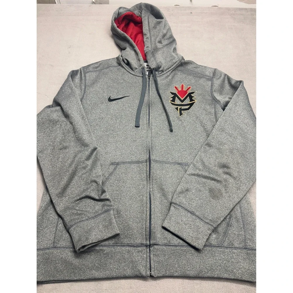 Nike Manny Pacquiao Therma-FIT Full Zip Hoodie Mens Medium Grey Boxing